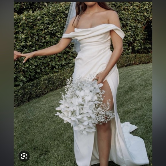 House of CB ‘Delphine’ Ivory Draped Corset Bridal‎ Gown NWOT size XL - Picture 10 of 15